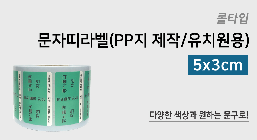 문자띠라벨(PP지 제작-유치원용)[5x3]-메인